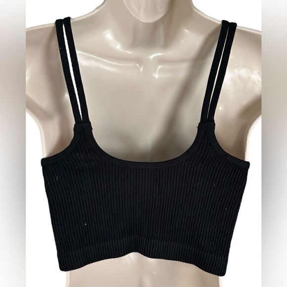 Aerie Real Good Black Button Down Seamless Cropped Bralette Tank Top - Picture 3 of 7